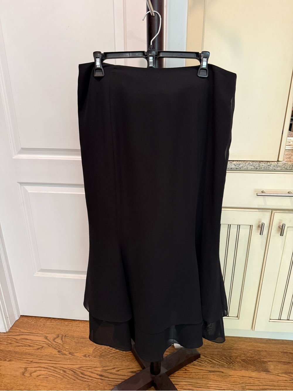 Adrianna Papell Black Layered High-Low Skirt